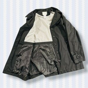 WHITE STAG BLACK BUTTON UP POLKA DOT TRENCH COAT